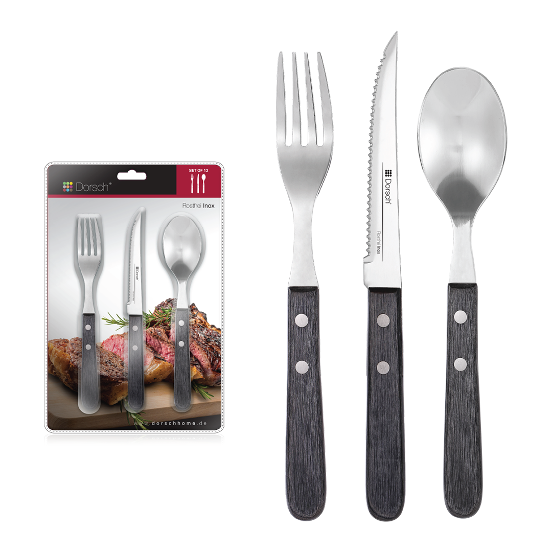 Dorsch Cutlery Set - Knife, Fork & Spoon Set (12 Pcs)