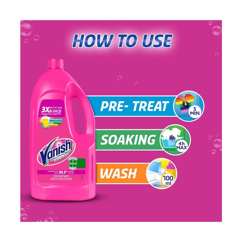 Vanish Fabric Stain Remover Liquid Pink 1L x 12 Bottles