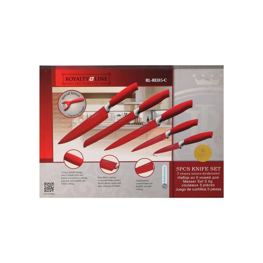 5 Royalty Line KNIFE SET WITH NON-STICK COATING + CLEAVER-Royal Brands Co-