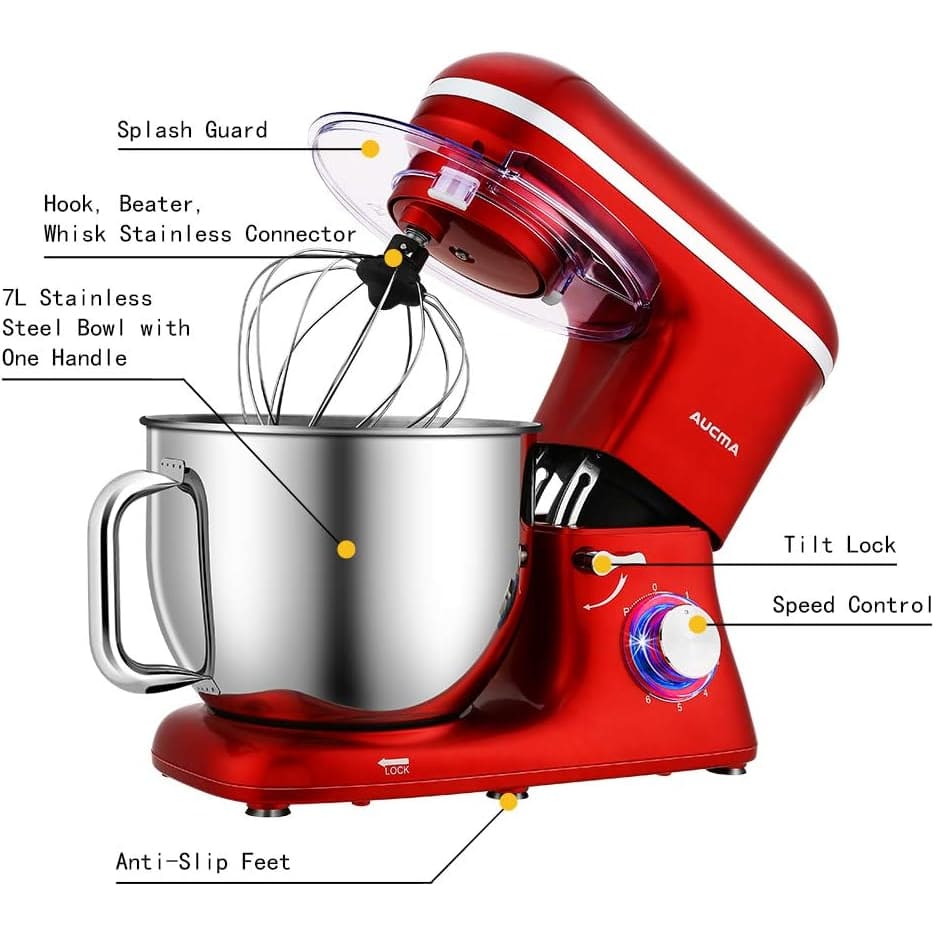 Aucma Stand Mixer,6.2L 6 Speed Electric Kitchen Mixer