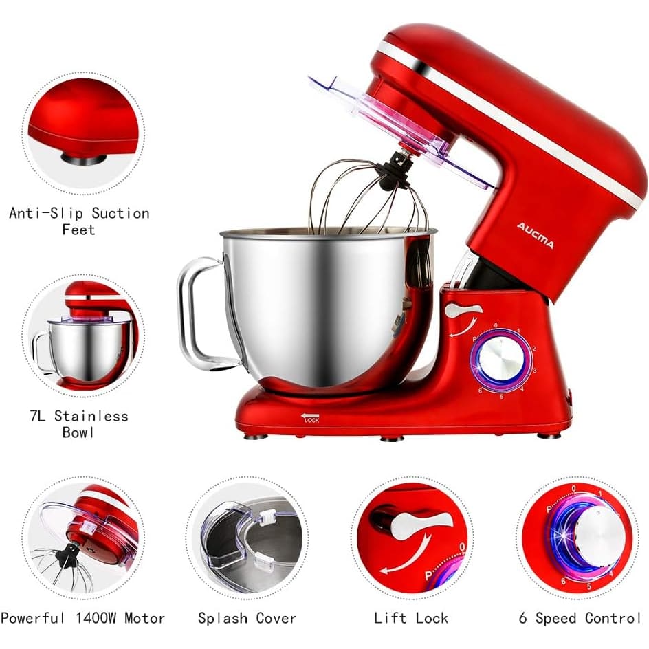 Aucma Stand Mixer,6.2L 6 Speed Electric Kitchen Mixer