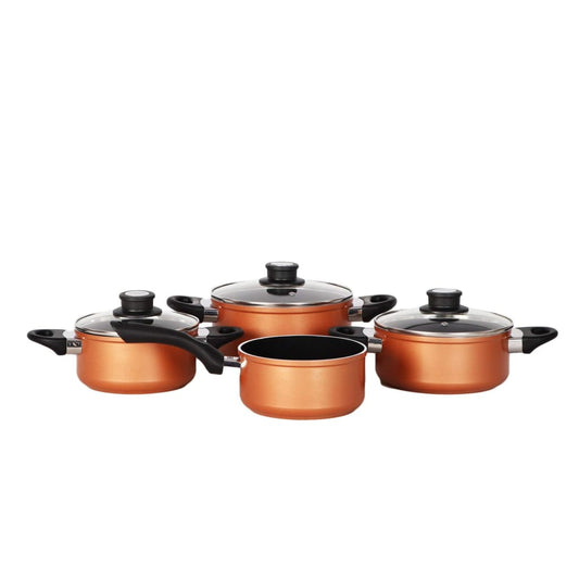 Beem Braun 8pcs Cookware Set Brown-Royal Brands Co-