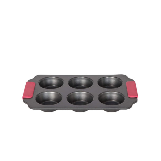 Bergner 6-Cup Oven Muffin & Cupcake Pan Steel Muffin, Gray with Grips-Royal Brands Co-