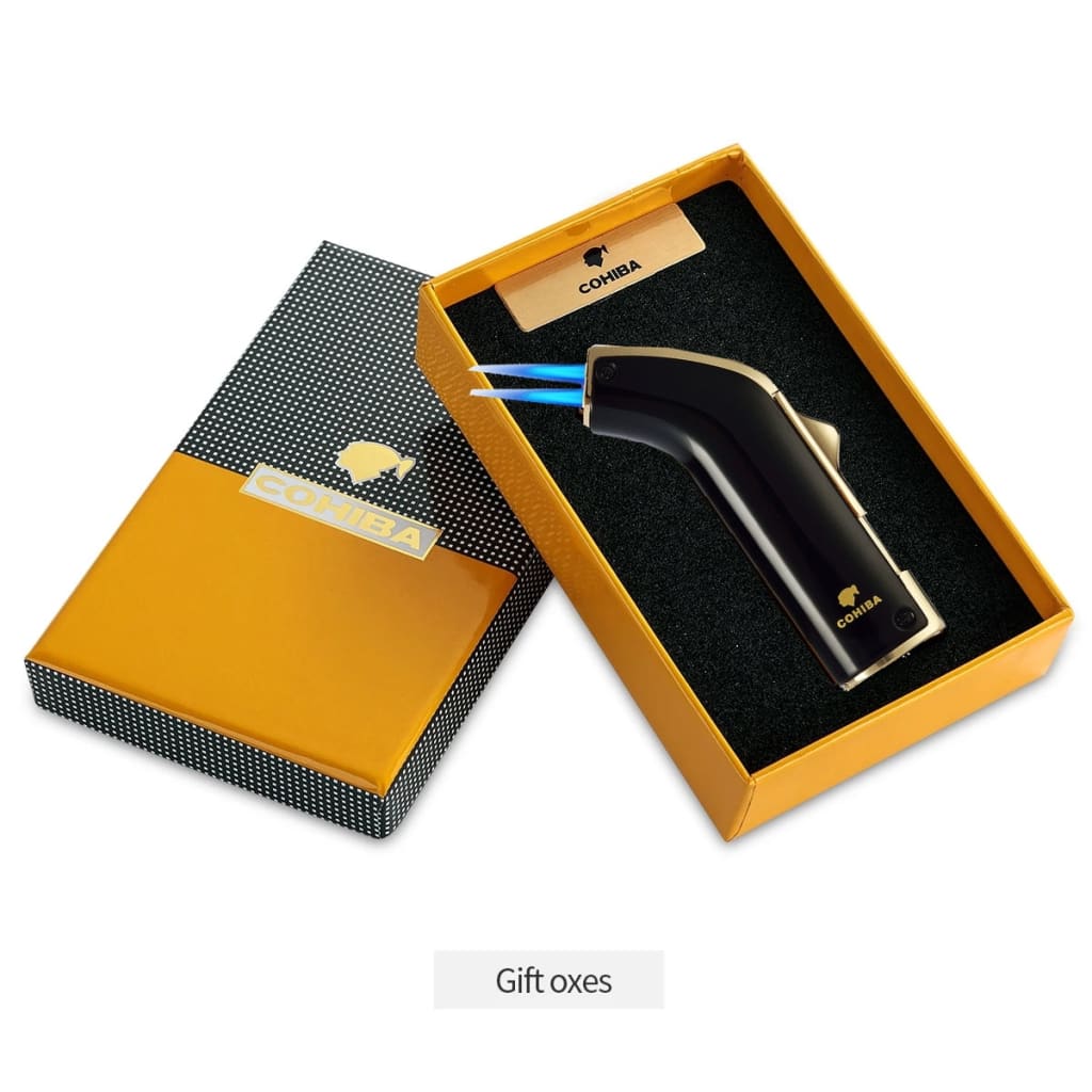 COHIBA Cigar Lighter Double Tube Cigarette Windproof