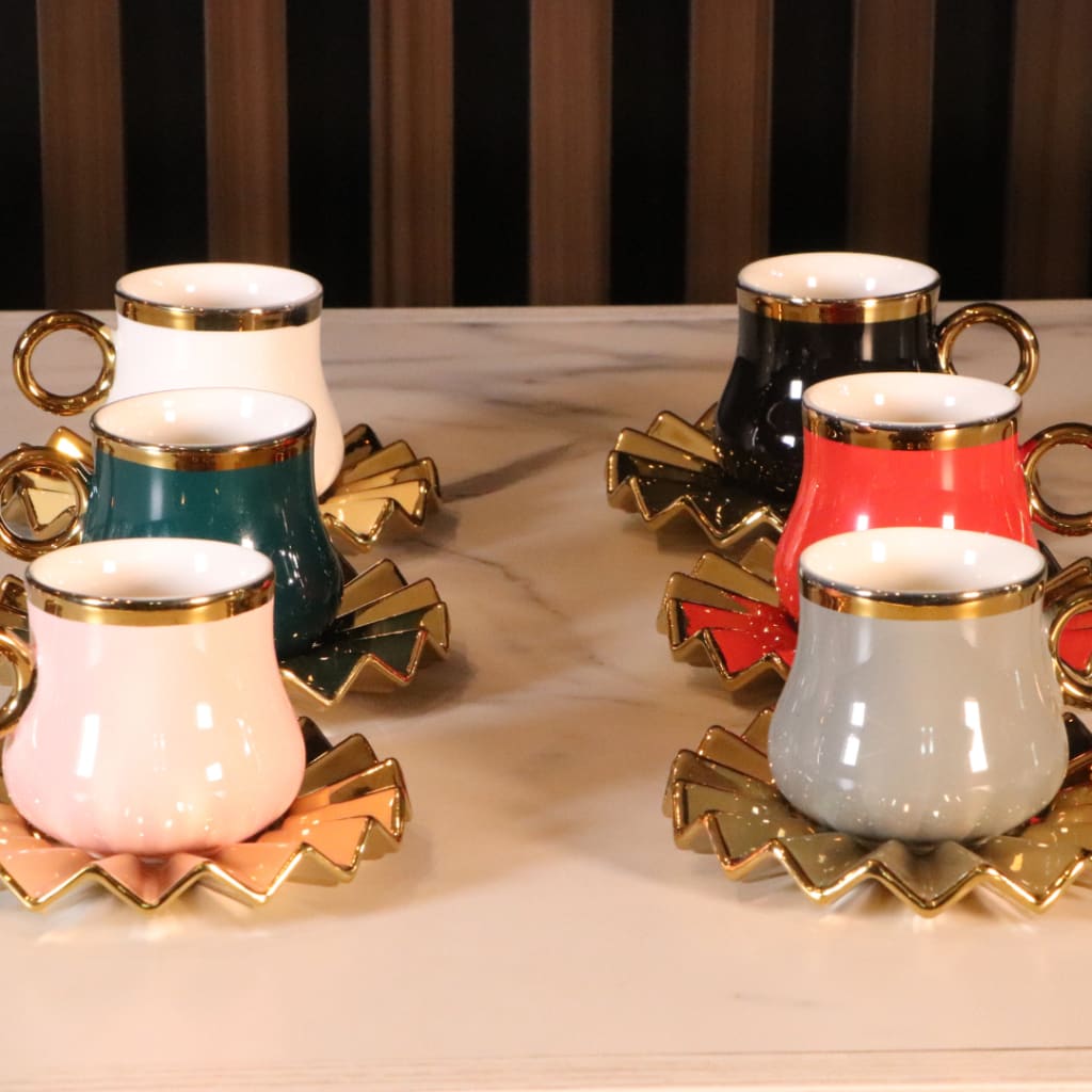 Colorful Wavy Arabic Coffee Set - 12 Pcs