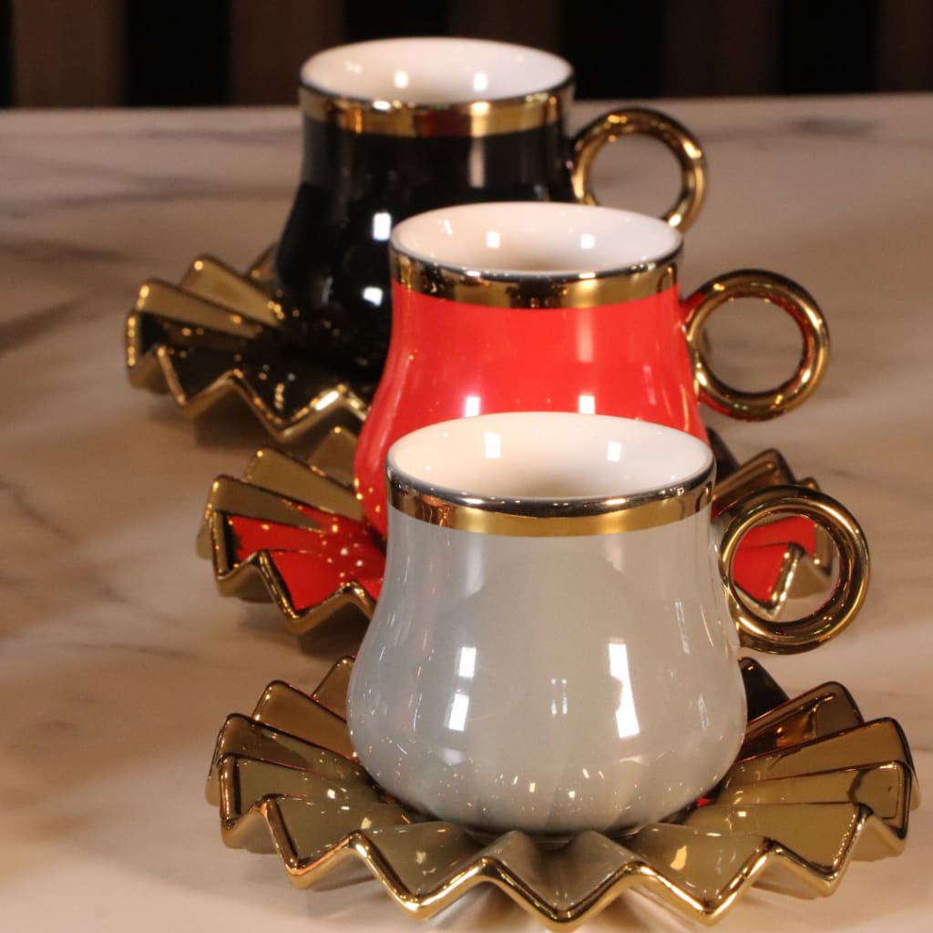 Colorful Wavy Arabic Coffee Set - 12 Pcs