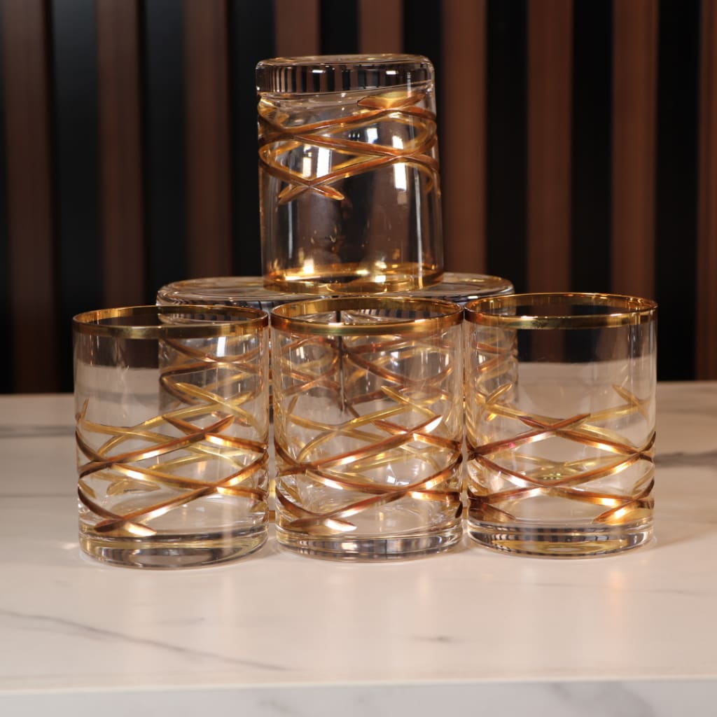 Gold Plated Spiral 12 Pcs Glass [Crystal]