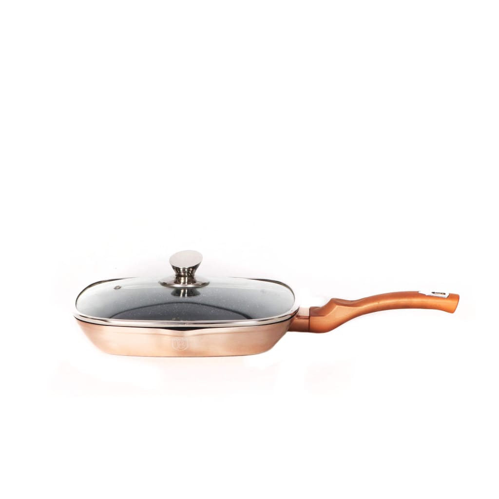 Grill Pan With Lid 28cm Metallic Line Rose Gold Edition-Royal Brands Co-