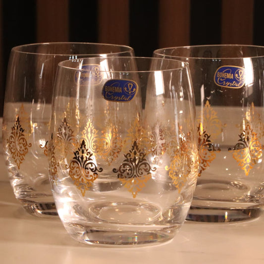 High-End Luxury Gold Mid Water Glass 12 Pcs [Crystal]