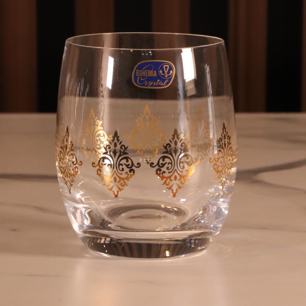 High-End Luxury Gold Mid Water Glass 12 Pcs [Crystal]