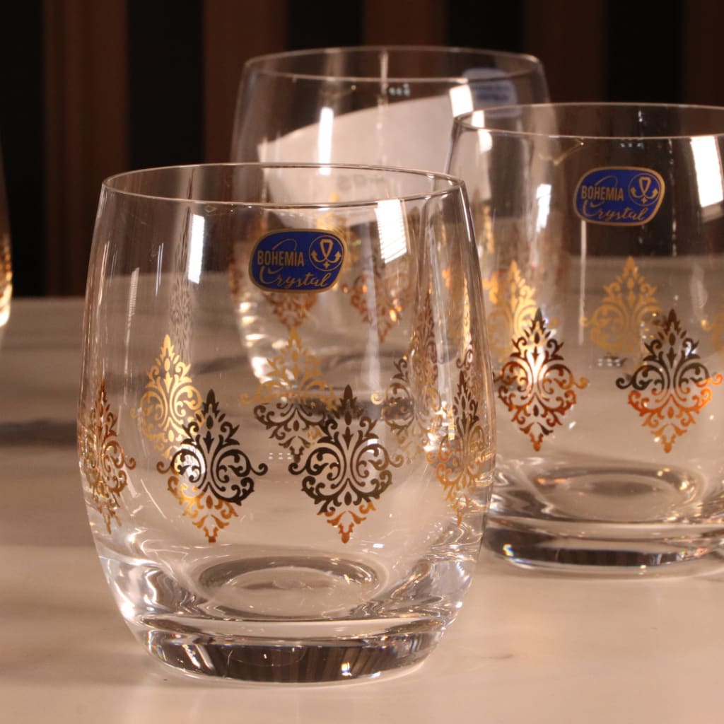 High-End Luxury Gold Mid Water Glass 12 Pcs [Crystal]