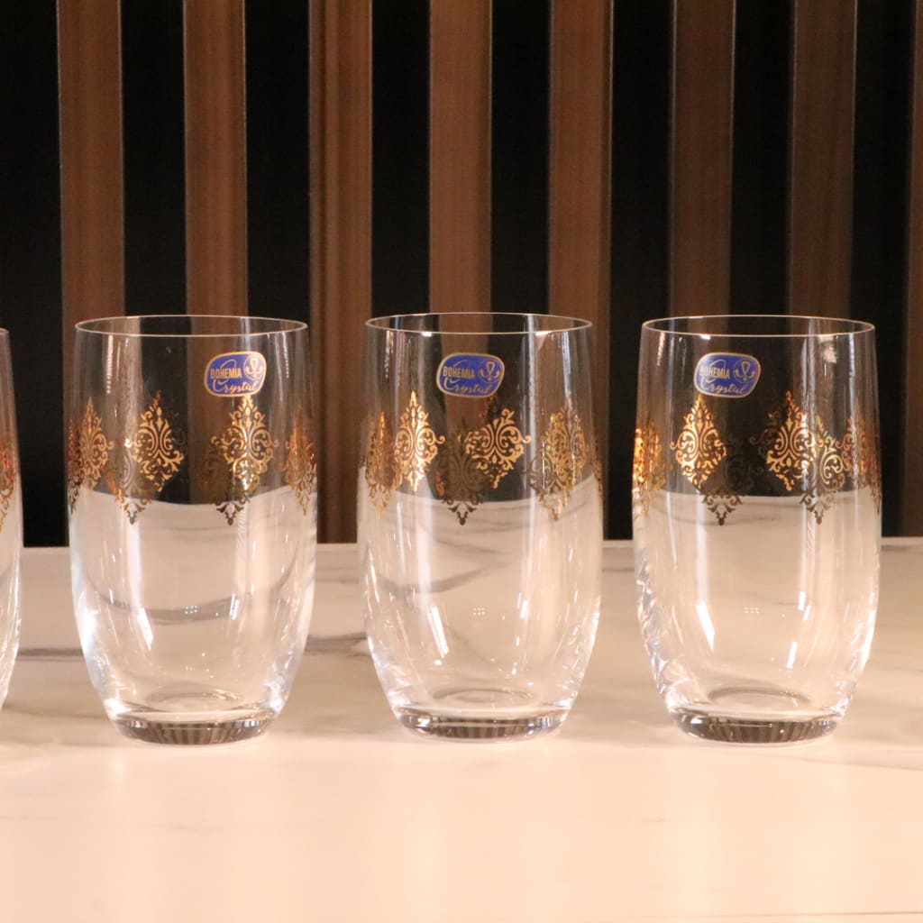 High-End Luxury Gold Tall Water Glass 12 Pcs [Crystal]