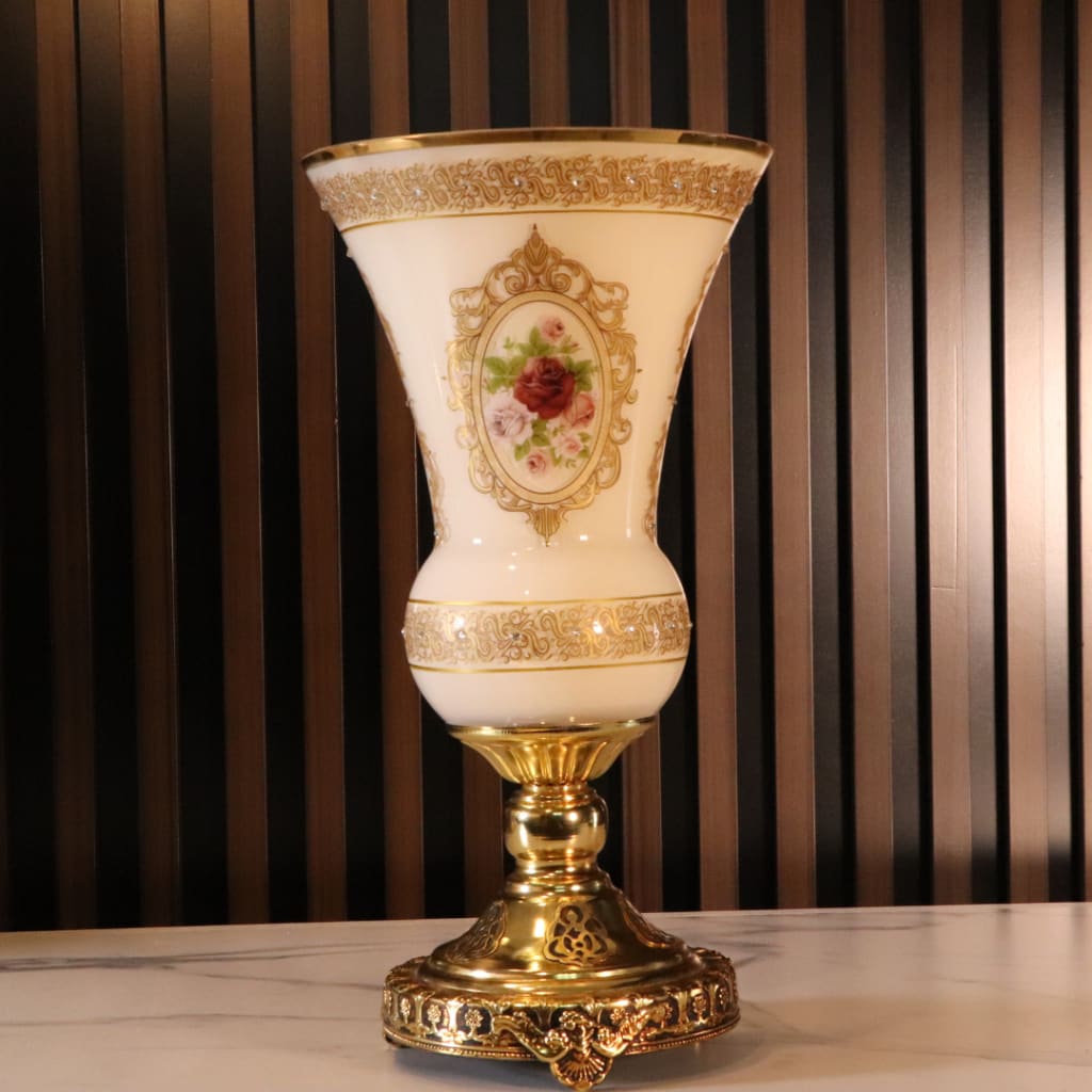 Luxury White & Gold Plated 3 Pcs Vase Set [Crystal]