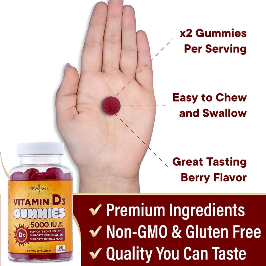 NEW AGE Vitamin D3 5000 IU 125mcg Gummies