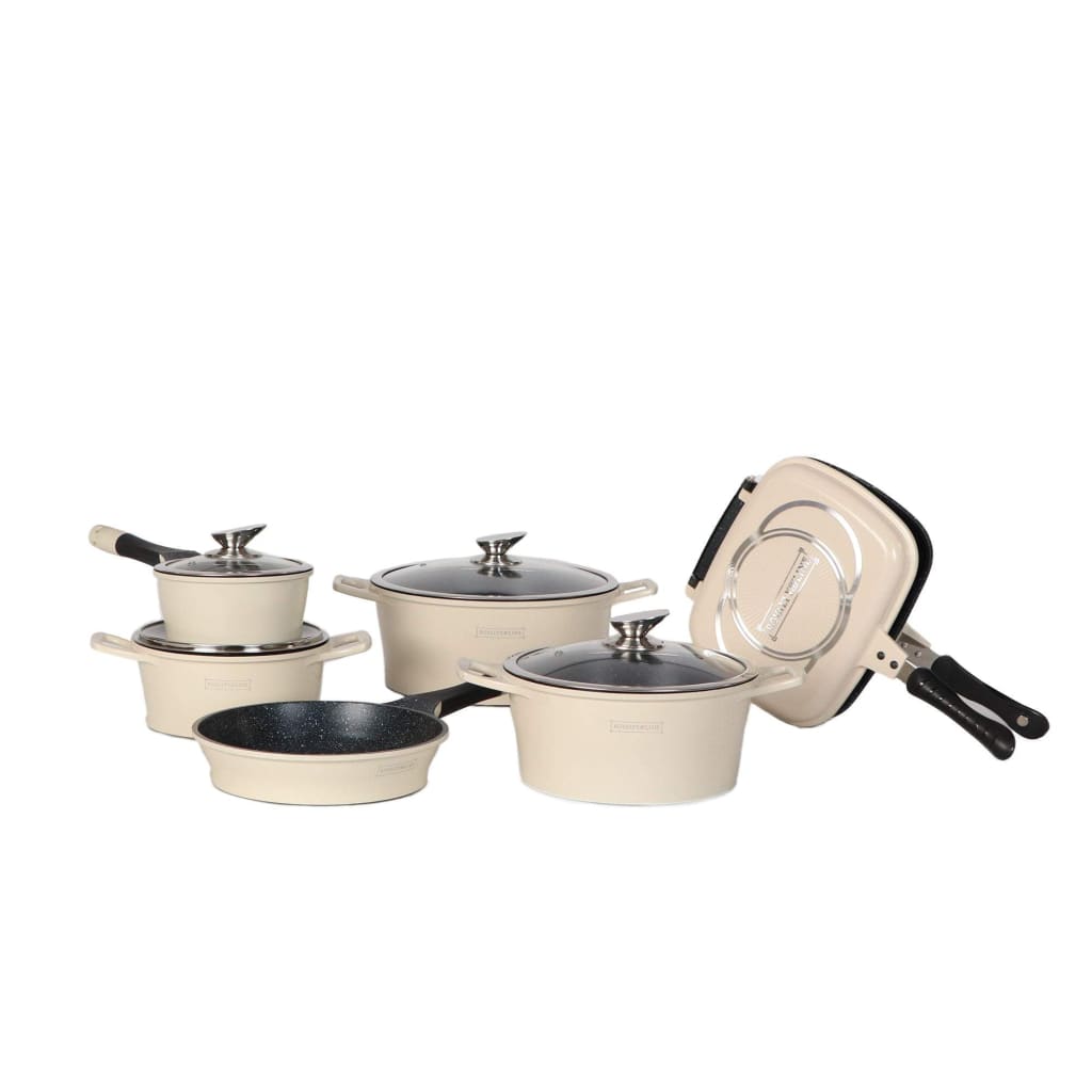 Royalty Line 16 Piece Marble Coating Cookware Set - Cream-Royal Brands Co-