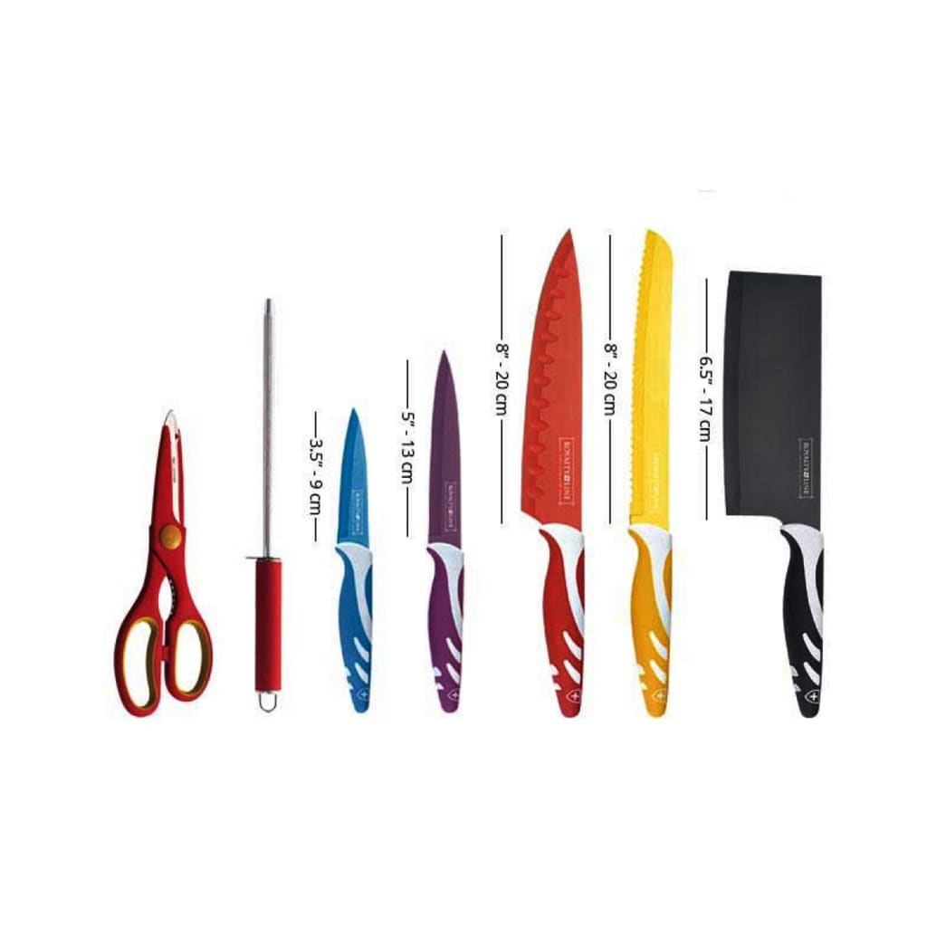 Royalty Line 8 Pieces Color Ceramic Coated Knife Set With Stand-Royal Brands Co-