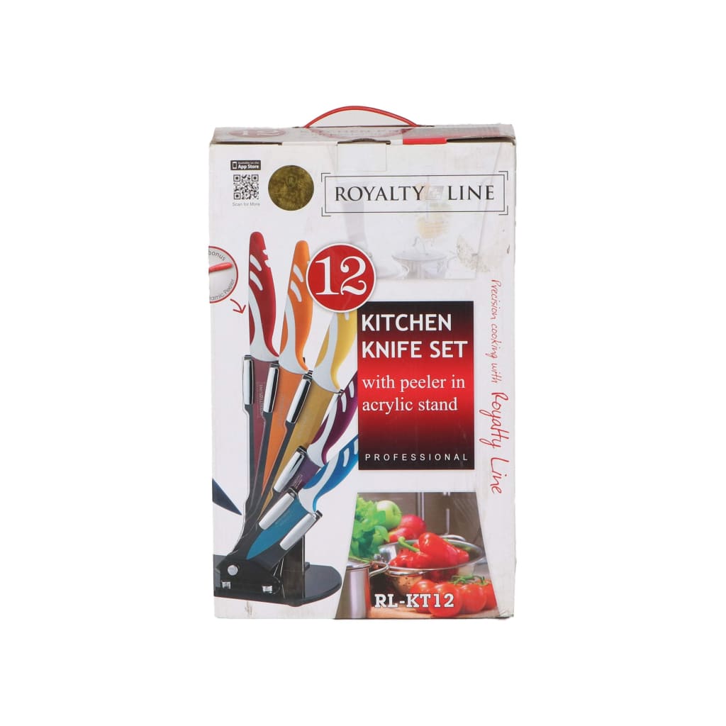 Royalty Line Kitchen Knife and Utensil Set with Stand, Non-Stick Coating, 5 Knives, 6 Utensils-Royal Brands Co-