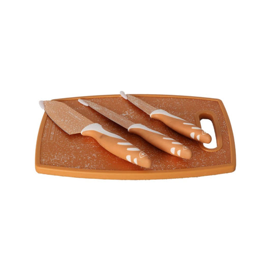 Royalty Line Knives Set Of 3 Pieces With Cutting Marble - Caramel-Royal Brands Co-