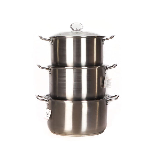 SQ Professional Gems Stainless Steel Stockpot Set with Lids 3pc (Quartz)-Royal Brands Co-