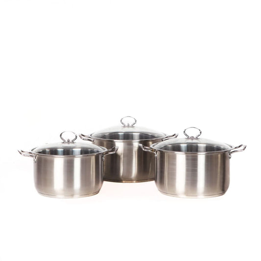 SQ Professional Gems Stainless Steel Stockpot Set with Lids 3pc (Quartz)-Royal Brands Co-