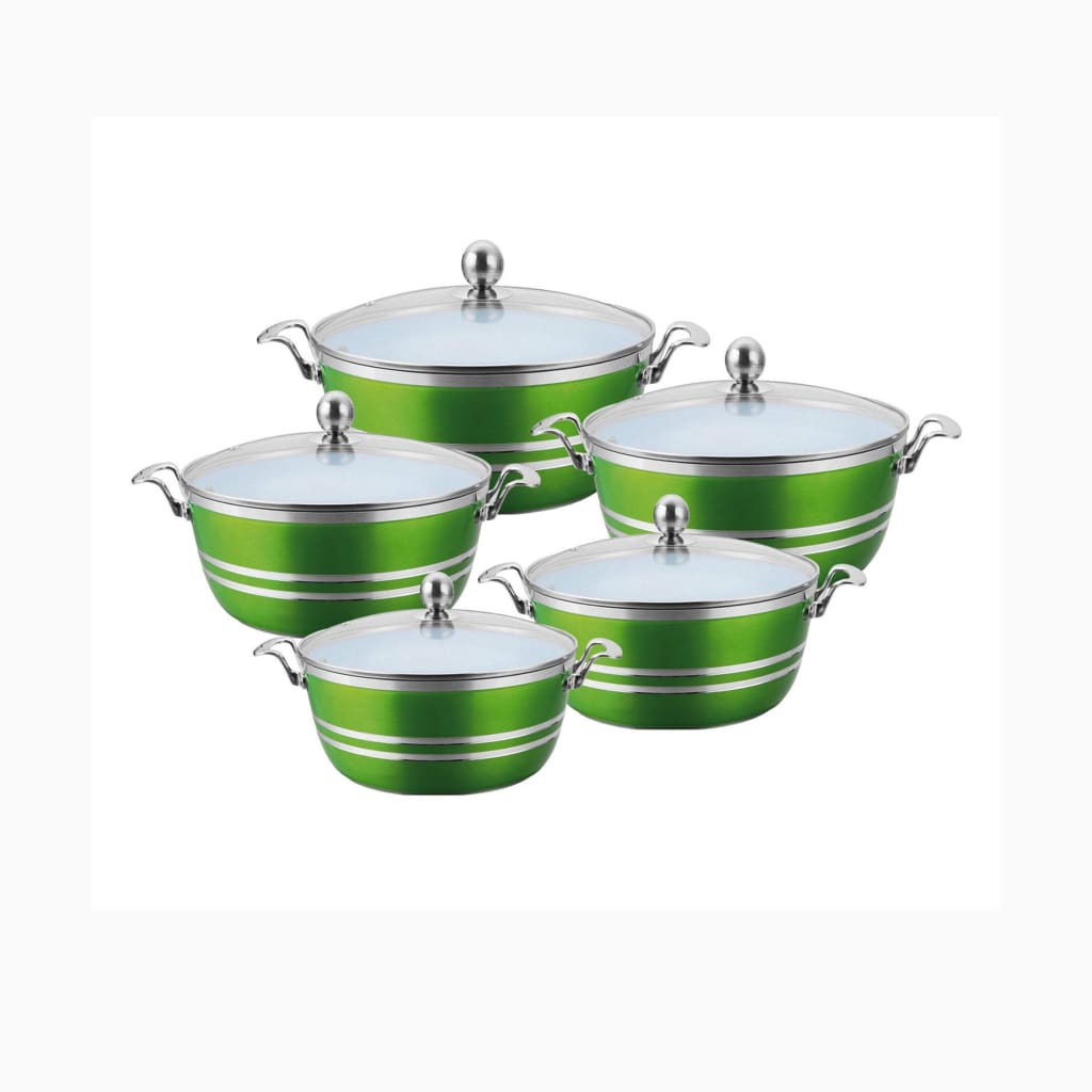 SQ Professional Metallic Aluminium Die-Cast Stockpot Set with Lids 5pc-Royal Brands Co-