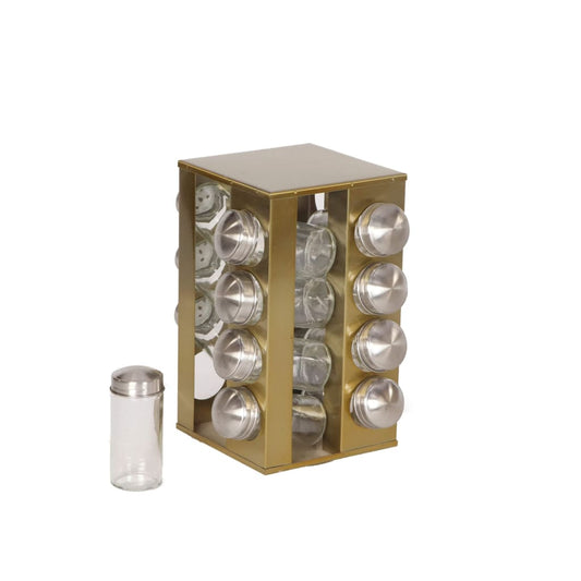 SQ Professional Spice Rack with 16 Jars, Stainless Steel, Revolving-Royal Brands Co-