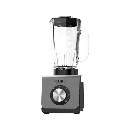 TZS First Austria Blender Mixer 1200 W, Powerful Smoothie Blender with 1.5 L Detachable Glass Bowl, Multifunction Mixer 6 Blades, 3 Speeds, Ice Function, Gray and Black-Royal Brands Co-