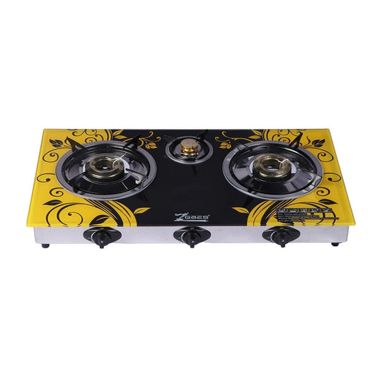 ZGBES 3 Head Top Gas Stove Yellow