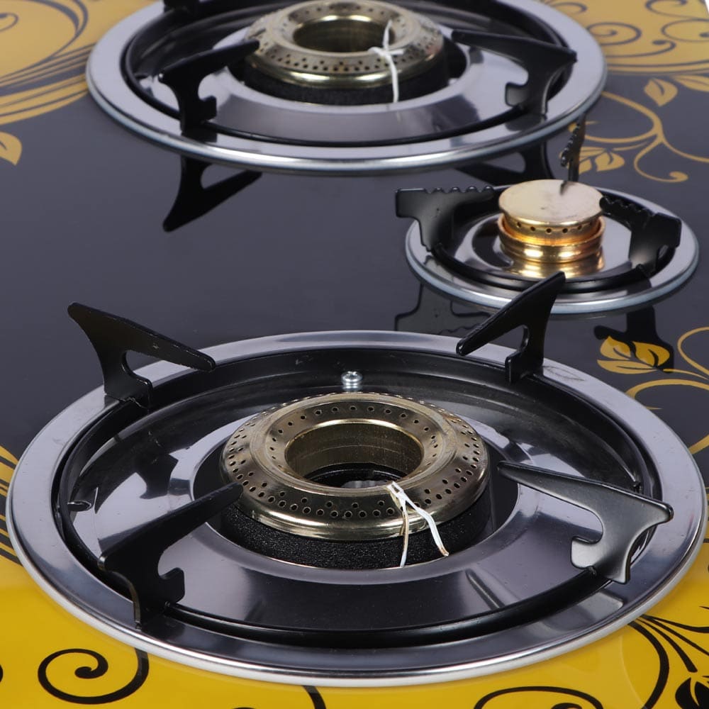 ZGBES 3 Head Top Gas Stove Yellow